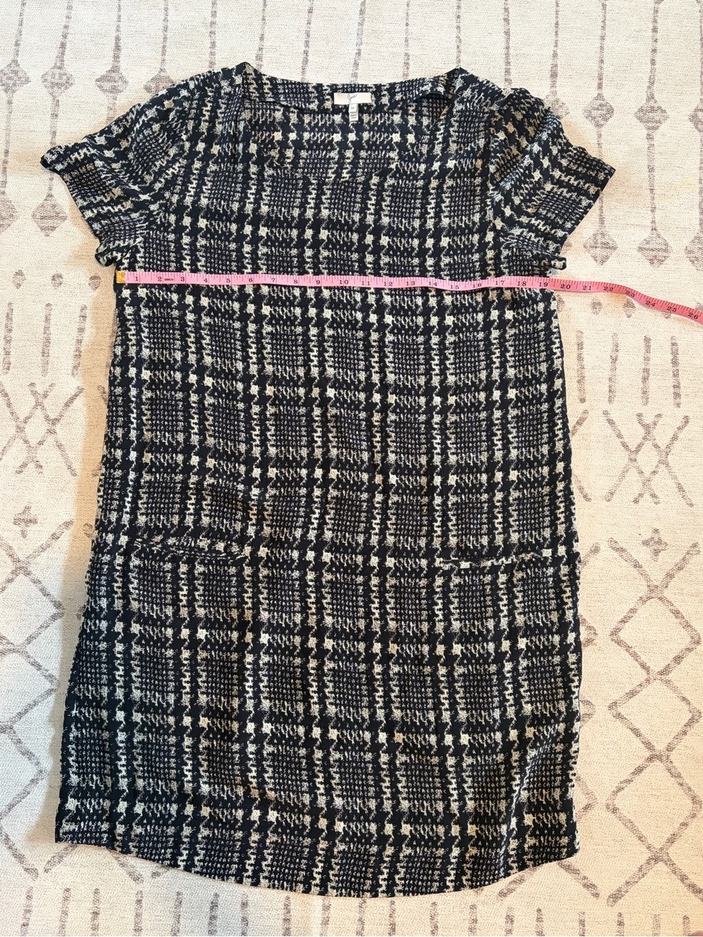 Joie Silk Printed Shift Dress M Black Ivory Houndstooth J259-31001 - Picture 4 of 8